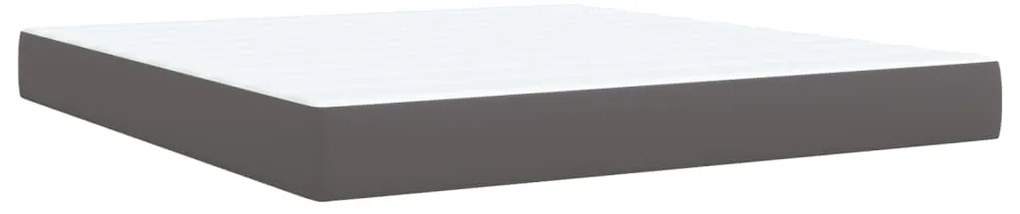 vidaXL Κρεβάτι Boxspring με Στρώμα Γκρι 180x200 εκ. Συνθετικό Δέρμα