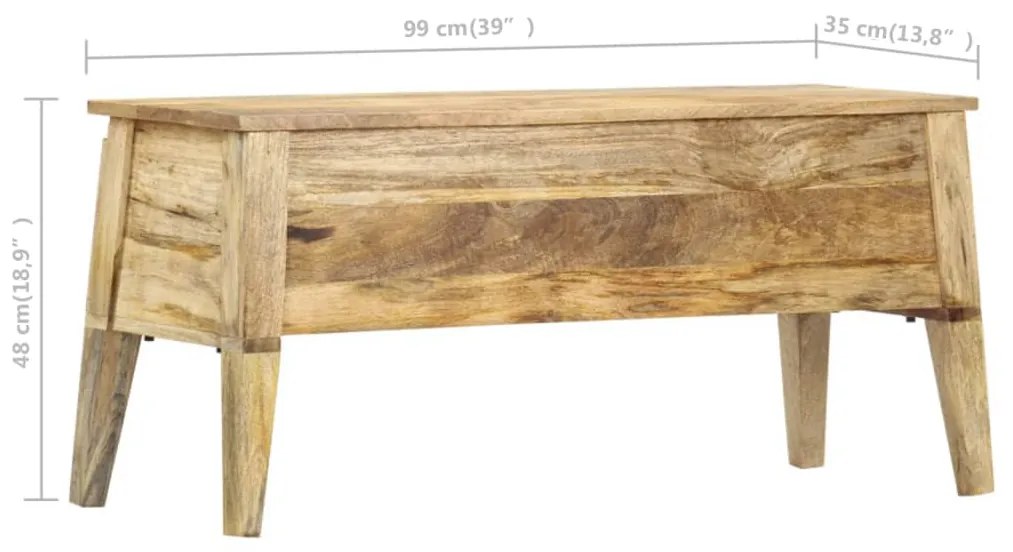 vidaXL Μπαούλο Αποθήκευσης 99 x 35 x 48 εκ. από Μασίφ Ξύλο Μάνγκο