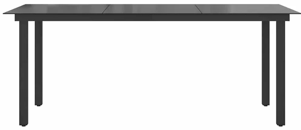 vidaXL Τραπέζι Κήπου Μαύρο 190 x 90 x 74 εκ. από Αλουμίνιο / Γυαλί