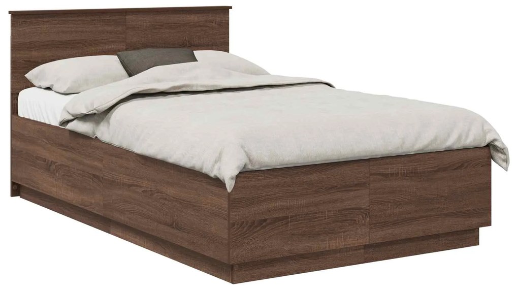 vidaXL Σκελετός Κρεβατιού Καφέ δρυς 120 x 190 cm Επεξεργασμένο ξύλο