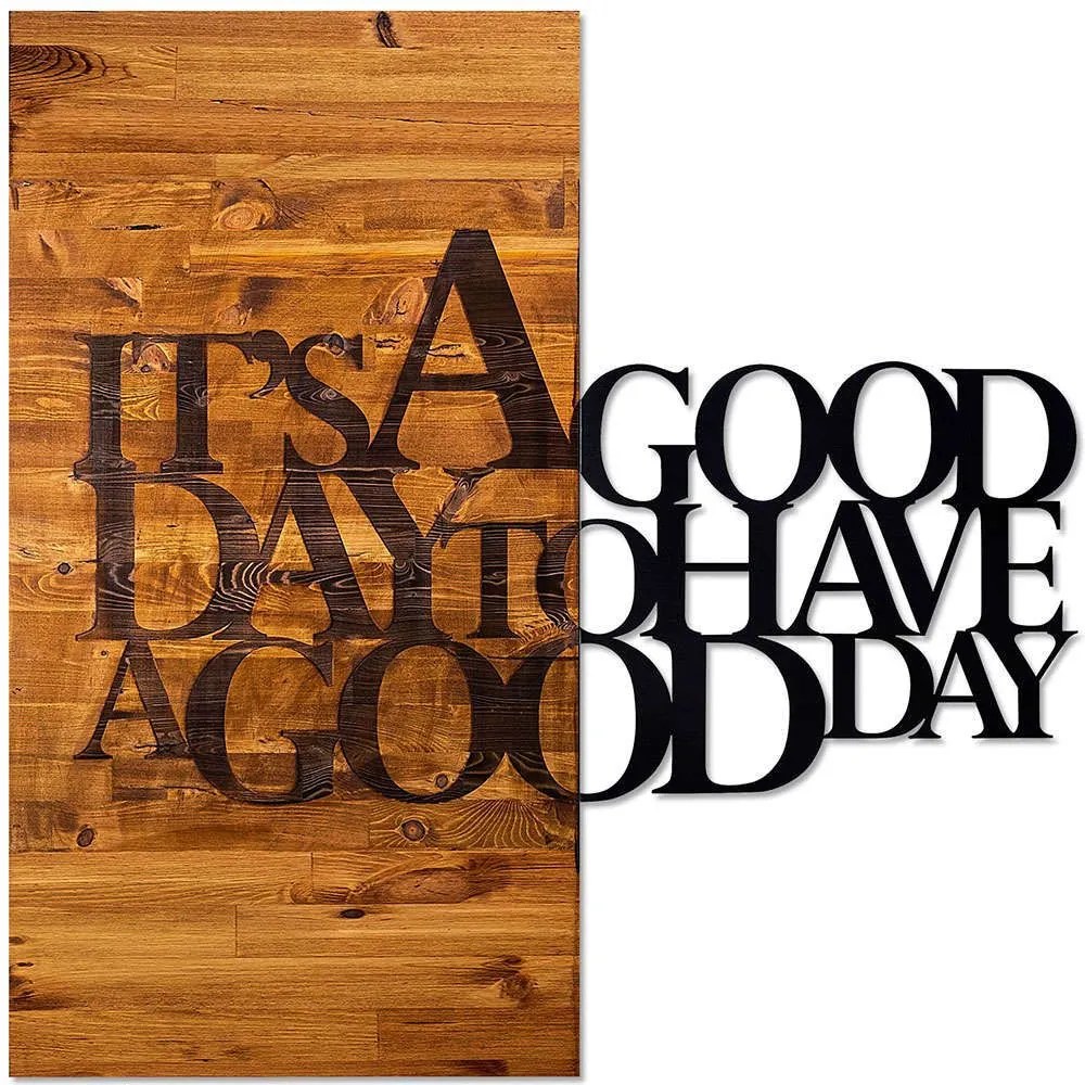 Διακοσμητικό Τοίχου It's a Good 899SKL1214 58x58cm Walnut-Black Wallity Metal,Wood