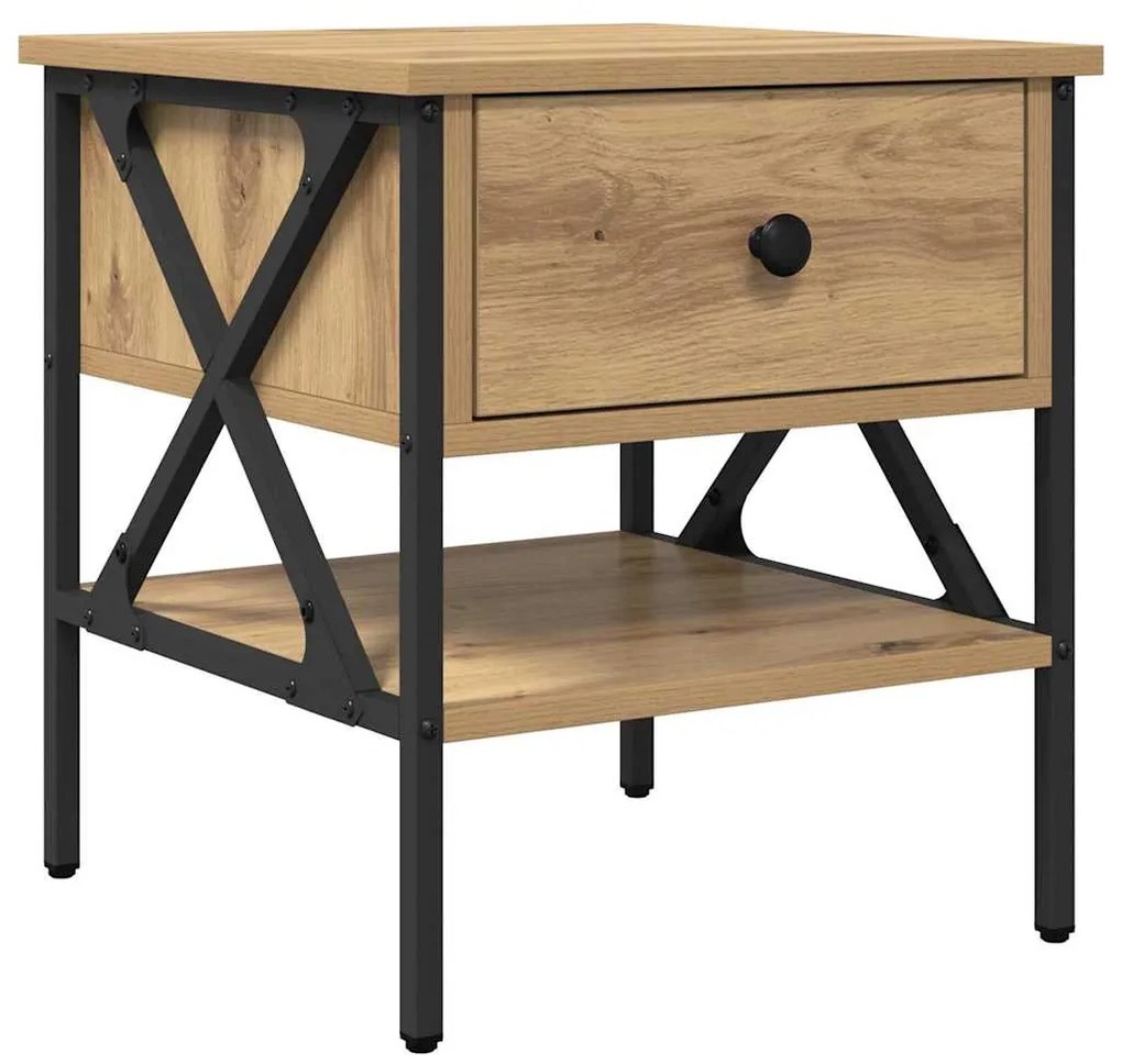 vidaXL Κομοδίνο με συρτάρι artisan δρυς 40 x 42 x 45 εκ.