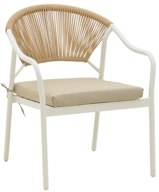 Σαλόνι Bonanza σετ 4τμχ rattan μπεζ-αλουμίνιο λευκό 124x64x78 εκ.