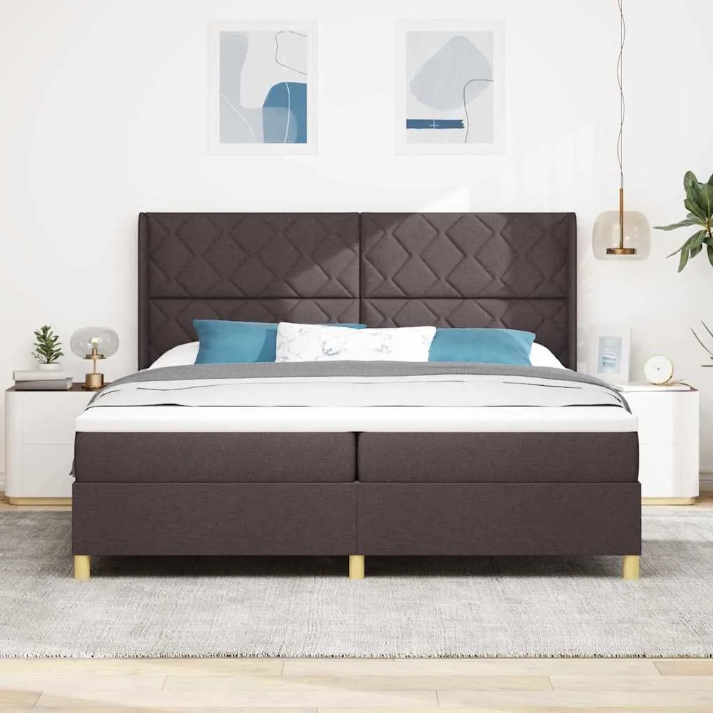 vidaXL Κρεβάτι με ελατήρια με στρώμα Καφέ 200 x 200 cm ύφασμα