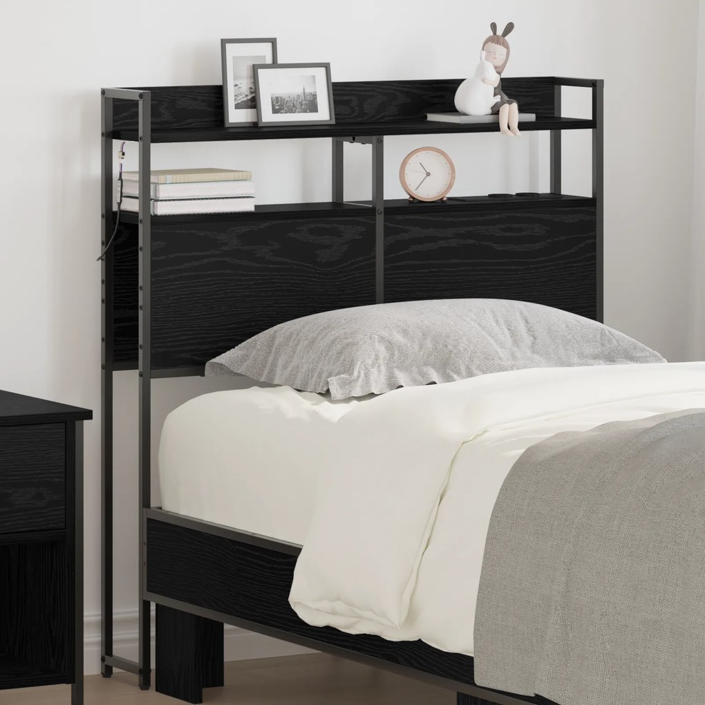 vidaXL Κεφαλάρι Αποθήκης με ράφι Μαύρη δρυς 75 cm Επεξεργασμένο ξύλο