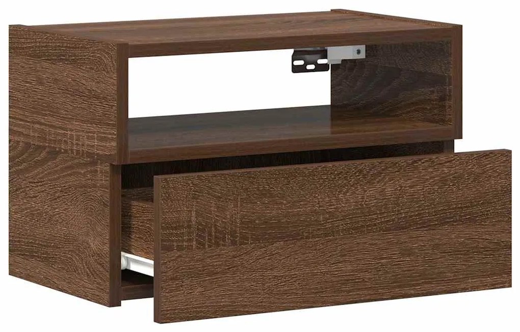 Κομοδίνο Επιτοίχιο Καφέ Δρυς 45x26x28,5 εκ. 858608