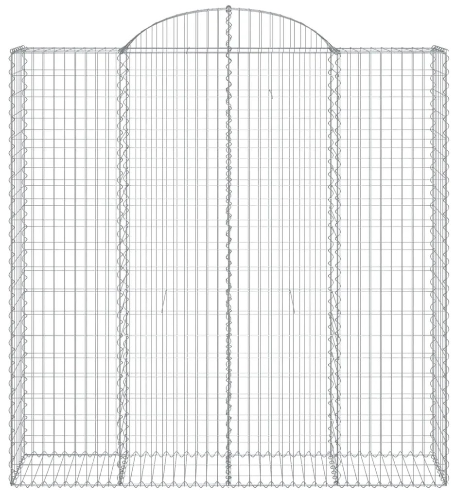 Συρματοκιβώτια Τοξωτά 4 τεμ. 200x50x200/220 εκ. Γαλβαν. Ατσάλι - Ασήμι