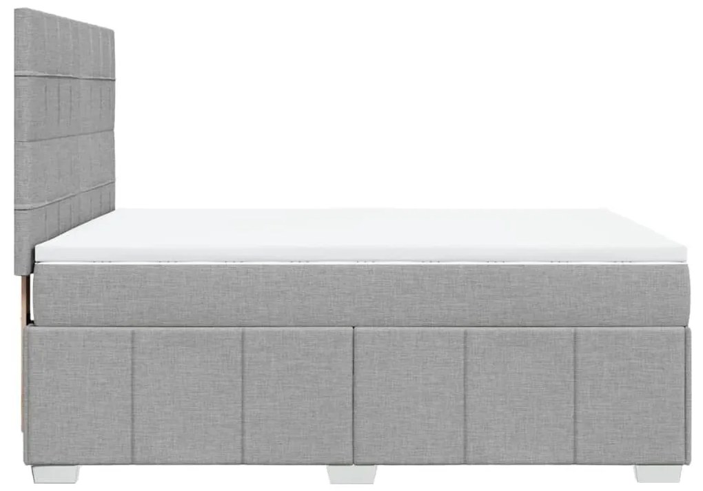 Κρεβάτι Boxspring με Στρώμα Ανοιχτό Γκρι 140x190 εκ. Υφασμάτινο - Γκρι