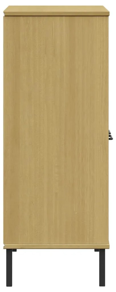 vidaXL Βιβλιοθήκη OSLO Καφέ 90x35x90,5 εκ. Μασίφ Ξύλο με Μεταλ. Πόδια