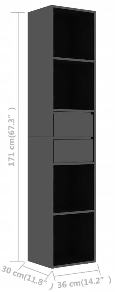 vidaXL Βιβλιοθήκη Γυαλιστερό Μαύρο 36 x 30 x 171 εκ. από Μοριοσανίδα