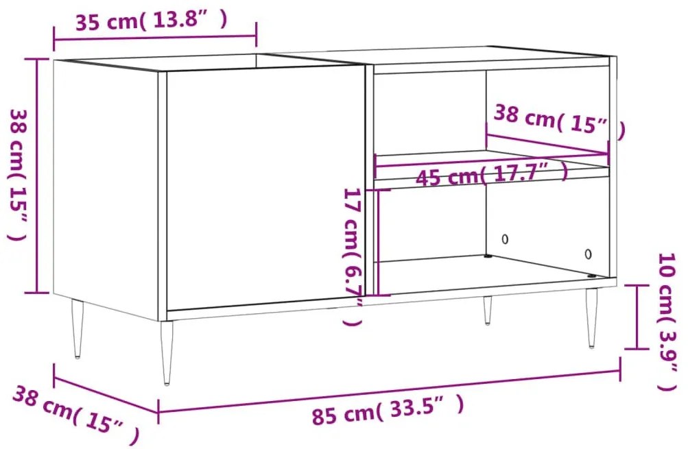 Δισκοθήκη Καφέ Δρυς 85 x 38 x 48 εκ. από Επεξεργασμένο Ξύλο - Καφέ