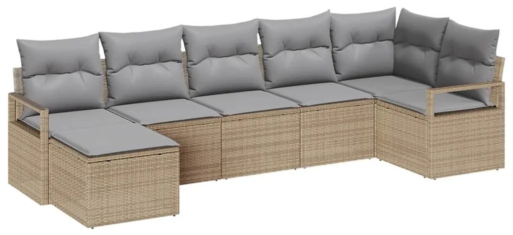 vidaXL Σετ Καναπέ Κήπου 7 pcs Μπεζ Πολυ ράταν