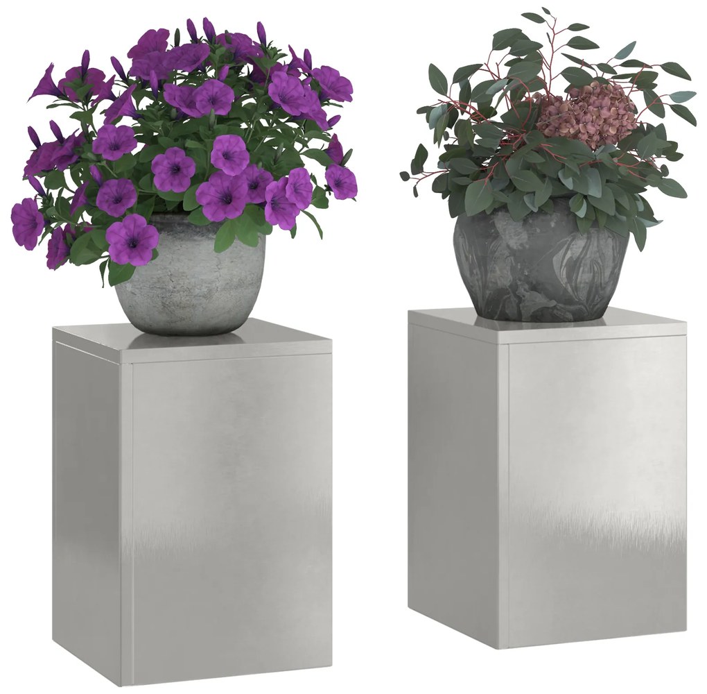 vidaXL Στήριγμα Φυτών Εξωτερικού Χώρου 2 τμχ 24x24x35 εκ Ανοξείδωτο ατσάλι