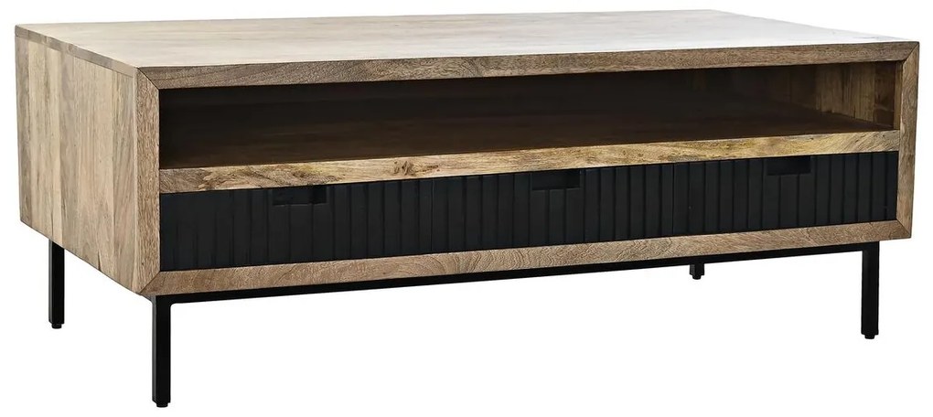 Τραπεζάκι Καφέ DKD Home Decor Μαύρο Ανοιχτό καφέ Μέταλλο Ξύλο από Μάνγκο 120 x 60 x 45 cm