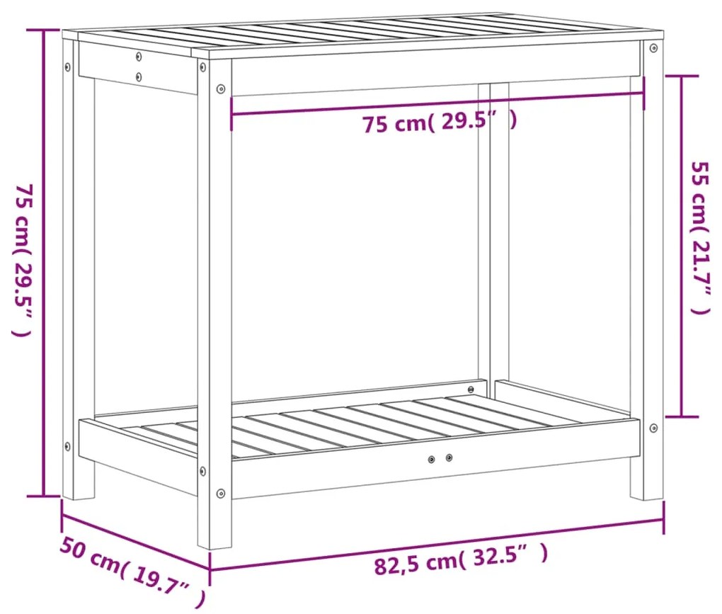 ΤΡΑΠΕΖΙ ΚΗΠΟΥΡΙΚΗΣ ΜΕ ΡΑΦΙ 82,5X50X75 ΕΚ. ΕΜΠΟΤ. ΞΥΛΟ ΠΕΥΚΟΥ 832401