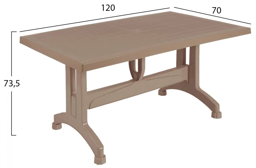 Τραπέζι πολυπροπυλενίου καπουτσίνο 120x70x73.5Υ εκ. 120x70x73.5 εκ.