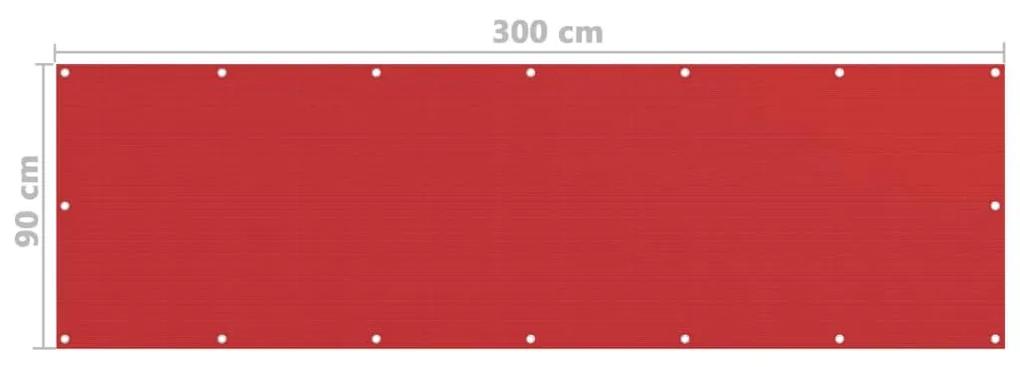 vidaXL Διαχωριστικό Βεράντας Κόκκινο 90 x 300 εκ. από HDPE