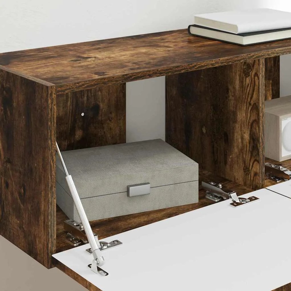 vidaXL Ντουλάπι Τηλεόρασης Τοίχου Επιτοίχιο 2 pcs Καπνιστό Δρύς