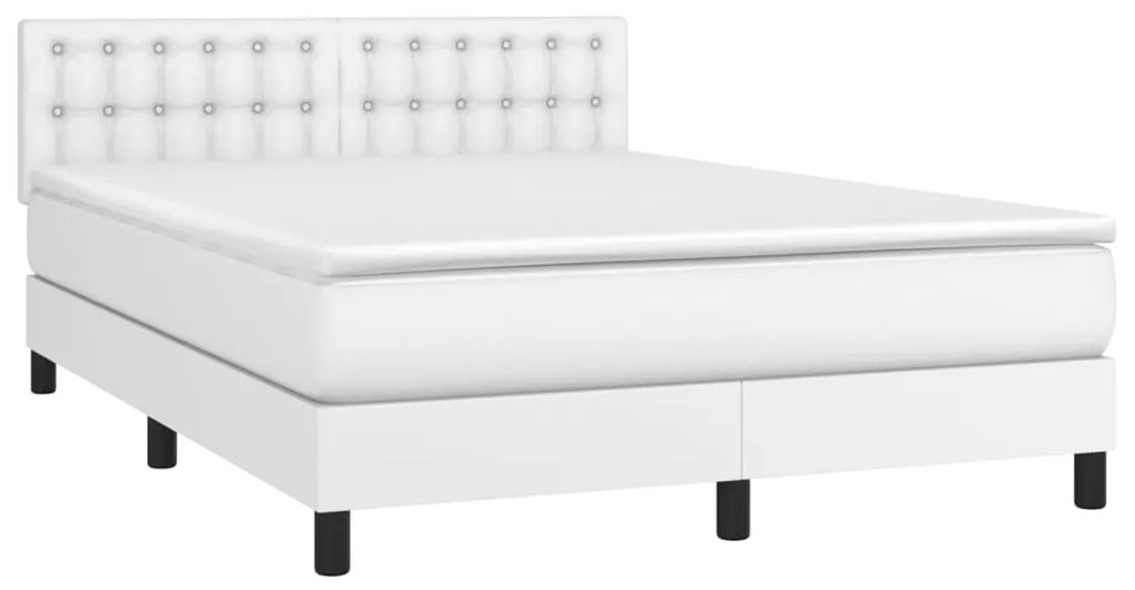 ΚΡΕΒΑΤΙ BOXSPRING ΜΕ ΣΤΡΩΜΑ &amp; LED ΛΕΥΚΟ 140X200 ΕΚ. ΣΥΝΘ. ΔΕΡΜΑ 3134226