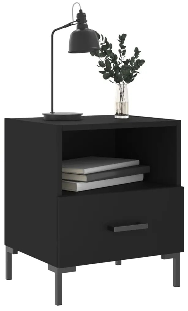 vidaXL Κομοδίνα 2 τεμ. Μαύρα 40 x 35 x 47,5 εκ. από Επεξεργασμένο Ξύλο