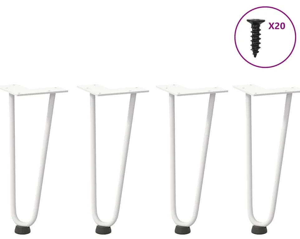 Πόδια Φουρκέτας για Τραπεζάκι Σαλονιού 4 τεμ. Λευκά 30 εκ. από Μασίφ Ατσάλι