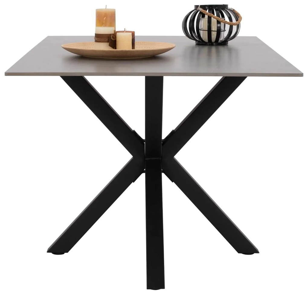 ΤΡΑΠΕΖΙ ΤΡΑΠΕΖΑΡΙΑΣ ΑΠΟ SINTERED STONE ΓΚΡΙ ΜΕΤΑΛΛΙΚΑ ΠΟΔΙΑ 160x90x75Υεκ.HM9308.03