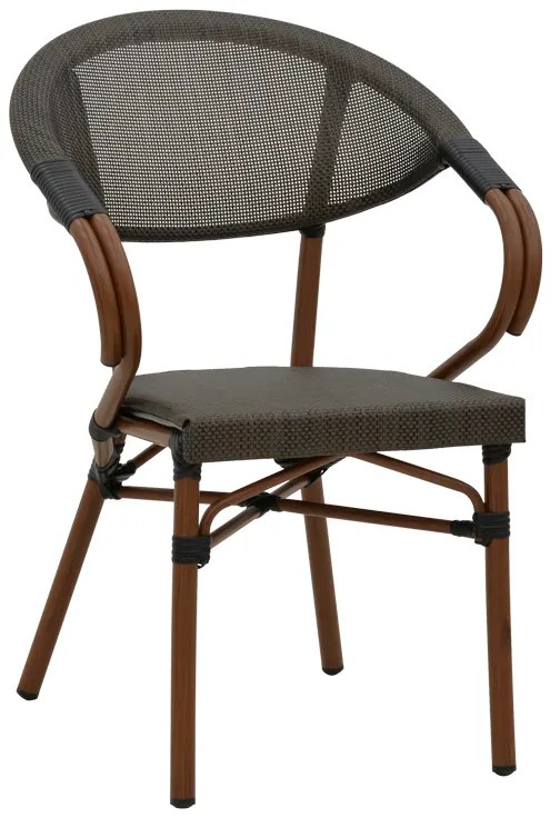 Πολυθρόνα Isaia pakoworld καρυδί αλουμίνιο-textilene μαύρο 57x57x83εκ