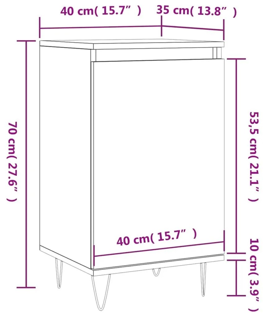 Συρταριέρα Λευκή 40 x 35 x 70 εκ. από Επεξεργασμένο Ξύλο - Λευκό