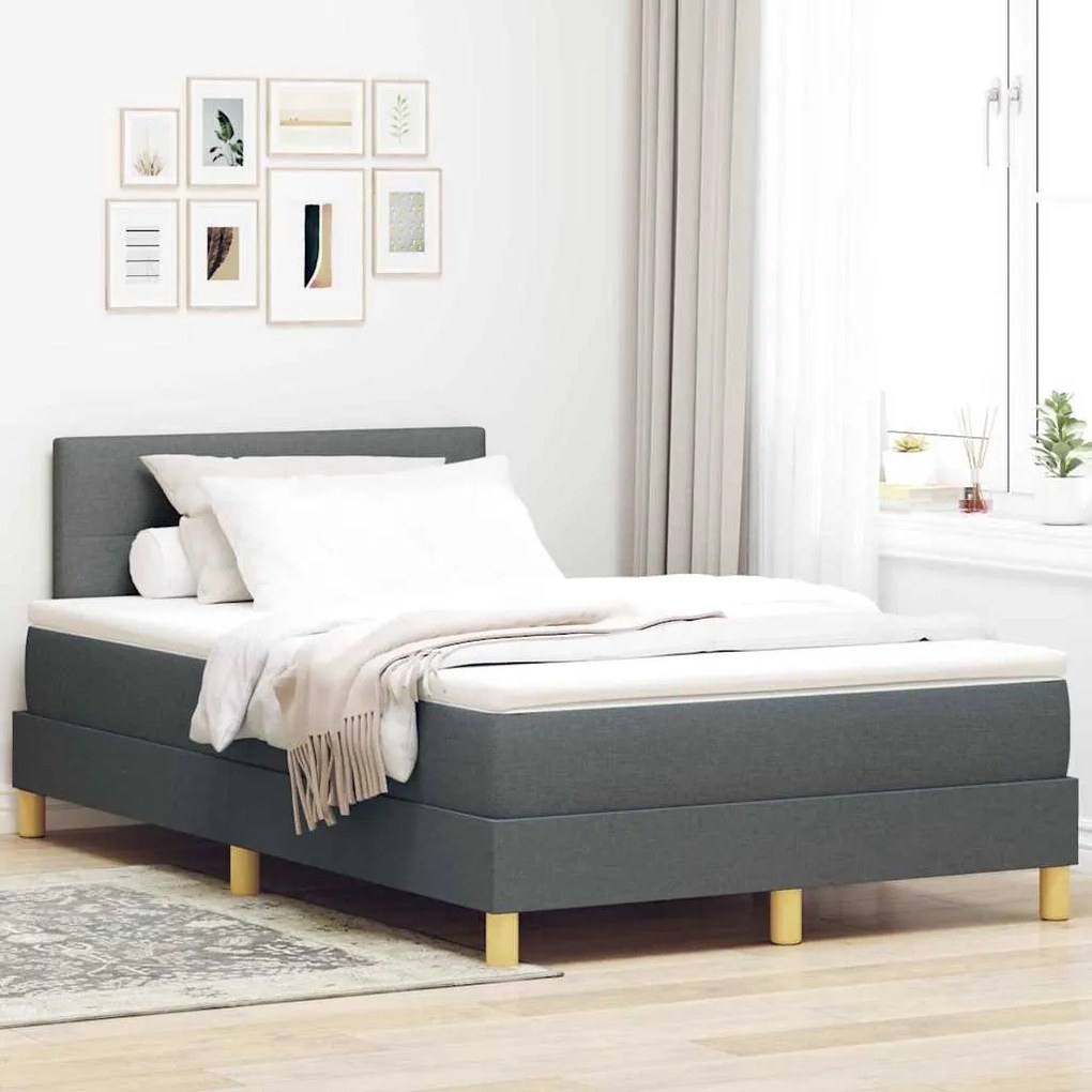 vidaXL Κρεβάτι με Βάση με Στρώμα Σκούρο Γκρι 120x200 εκ. Υφασμάτινο