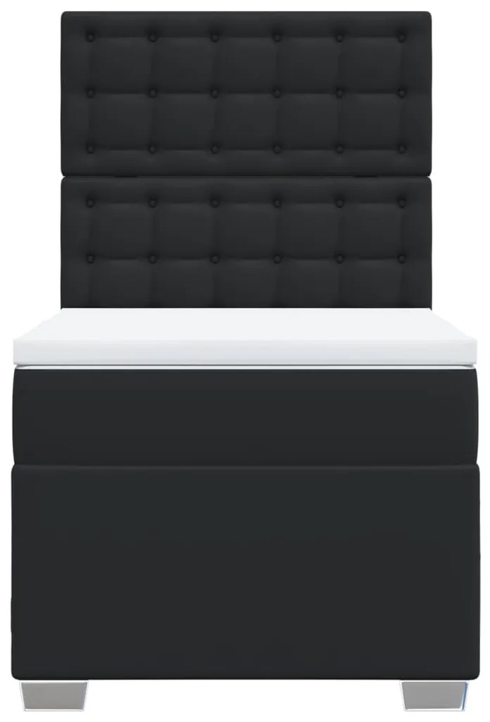 vidaXL Κρεβάτι Boxspring με Στρώμα Μαύρο 90x190εκ. από Συνθετικό Δέρμα