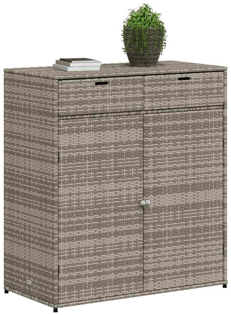 vidaXL Ντουλάπι Αποθήκευσης Κήπου Γκρι 105x55x113 εκ. Συνθετικό Ρατάν