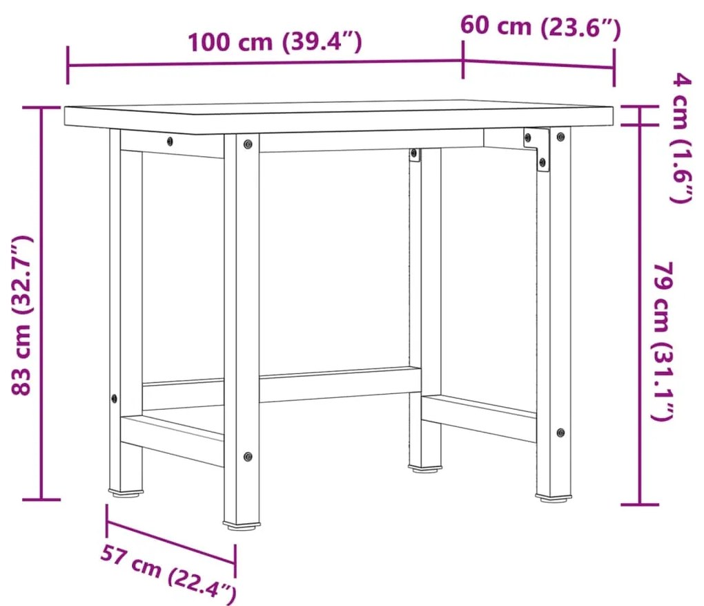 ΠΑΓΚΟΣ ΕΡΓΑΣΙΑΣ ΟΡΘΟΓΩΝΙΟΣ 100X60X83 ΕΚ. ΑΠΟ ΜΑΣΙΦ ΞΥΛΟ ΑΚΑΚΙΑΣ 3309668