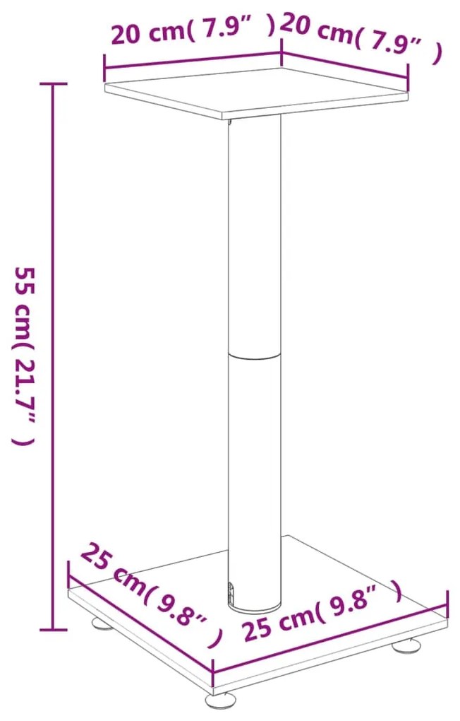 vidaXL Βάσεις Ηχείων με 1 Στήλη 2 τεμ. Μαύρες από Ψημένο Γυαλί