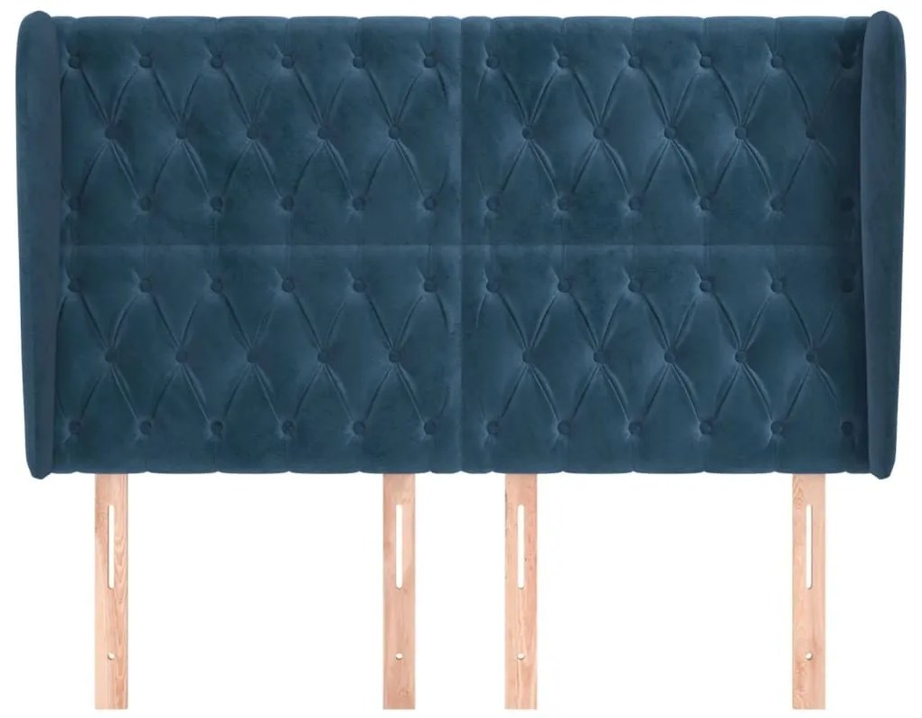 Κεφαλάρι με Πτερύγια Σκούρο Μπλε 163x23x118/128 εκ. Βελούδινο - Μπλε