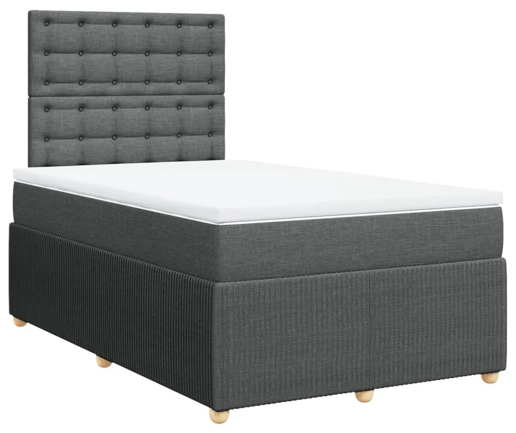 ΚΡΕΒΑΤΙ BOXSPRING ΜΕ ΣΤΡΩΜΑ ΣΚΟΥΡΟ ΓΚΡΙ 120X190 ΕΚ ΥΦΑΣΜΑΤΙΝΟ 3292010