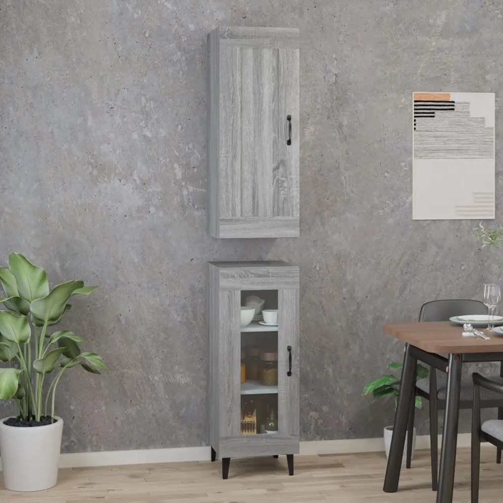 vidaXL Ντουλάπι Γκρι Sonoma 35 x 34 x 180 εκ. από Επεξεργασμένο Ξύλο