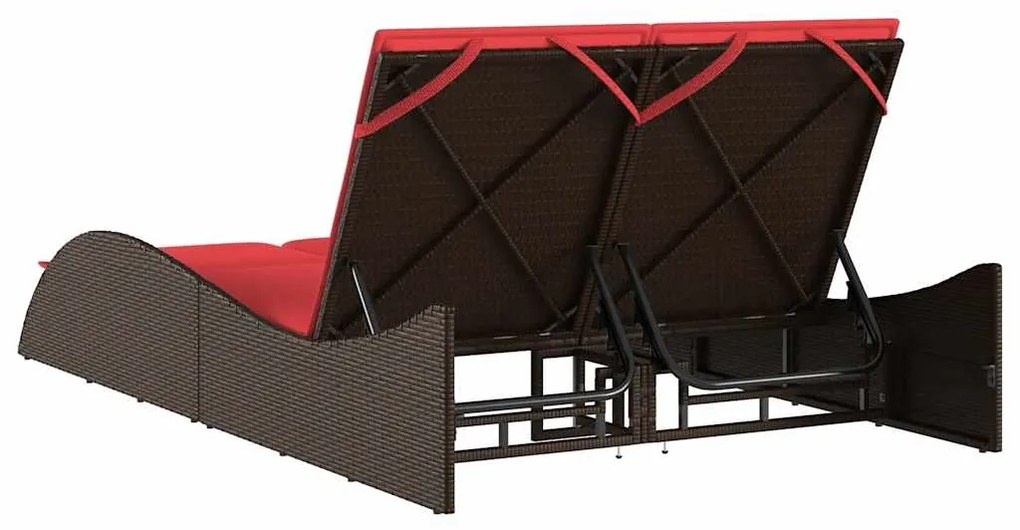 vidaXL Ξαπλώστρα με Μαξιλάρια Καφέ 114 x 205 x 73 εκ. από Συνθετικό Ρατάν