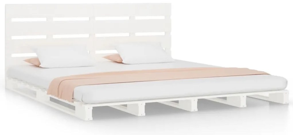 vidaXL Σκελετός Κρεβ. Χωρίς Στρώμα Λευκό 135x190 εκ Μασίφ Πεύκο