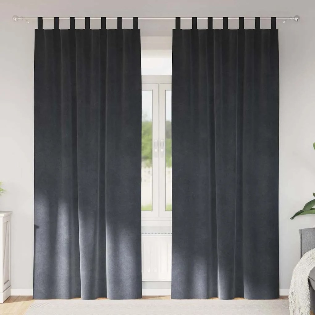 vidaXL Κουρτίνες με κουρτίνες 2 pcs Ανοιχτό γκρι 140 x 225 cm Βελούδο