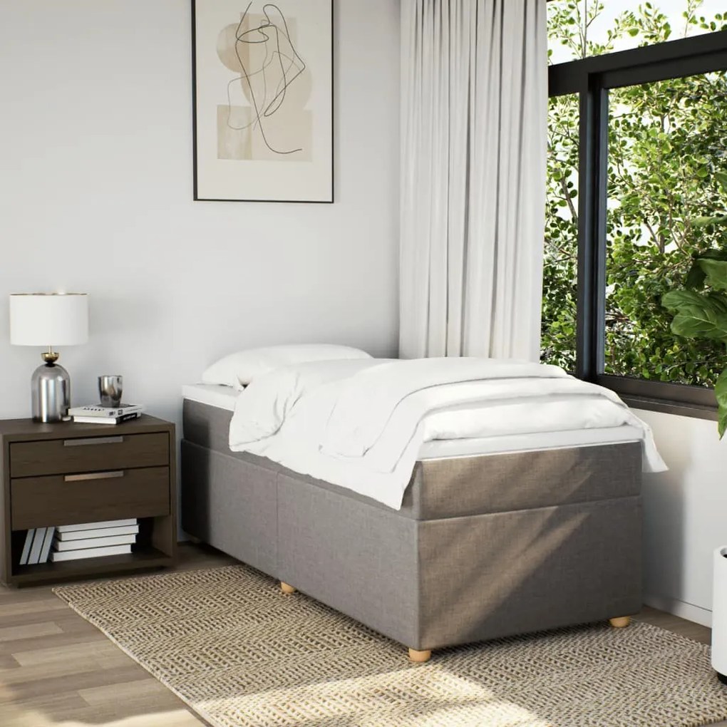 Κρεβάτι Boxspring με Στρώμα Taupe 80x200 εκ. Υφασμάτινο - Μπεζ-Γκρι