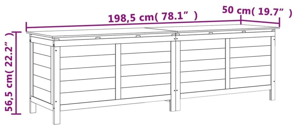 Μπαούλο Αποθ. Κήπου Ανθρακί 198,5x50x56,5εκ Μασίφ Ξύλο Ελάτης - Ανθρακί