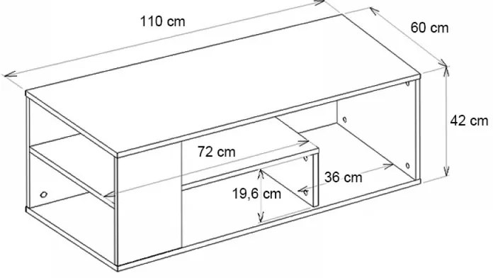 Τραπεζάκι σαλονιού Abdera Megapap χρώμα μαύρο - καρυδί 110x60x42εκ.