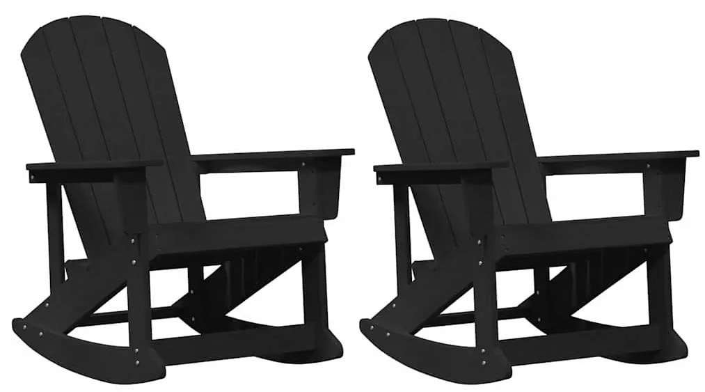 vidaXL Καρέκλες Ροκάντας Adirondack 2 pcs Μαύρο HDPE