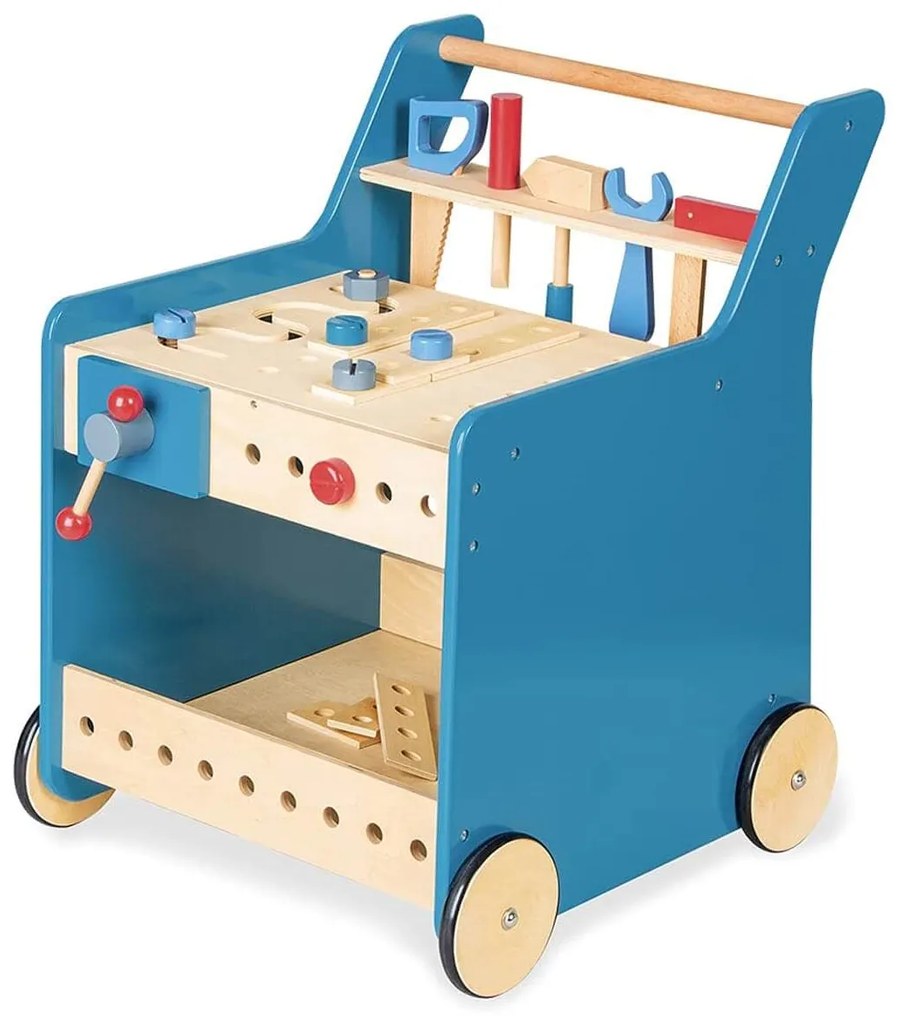 Ξύλινος πάγκος με εργαλεία Kalle Pinolino με διαστάσεις 44x52x57cm - Hλικίες 3 ετών και άνω - Blue