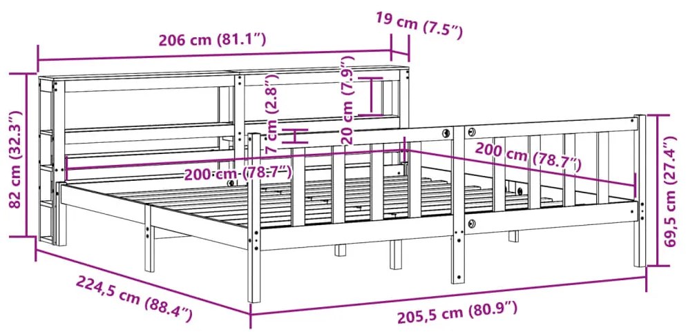 ΠΛΑΙΣΙΟ ΚΡΕΒΑΤΙΟΥ ΜΕ ΚΕΦΑΛΑΡΙ 200X200 ΕΚ ΜΑΣΙΦ ΞΥΛΟ ΠΕΥΚΟΥ 3305783