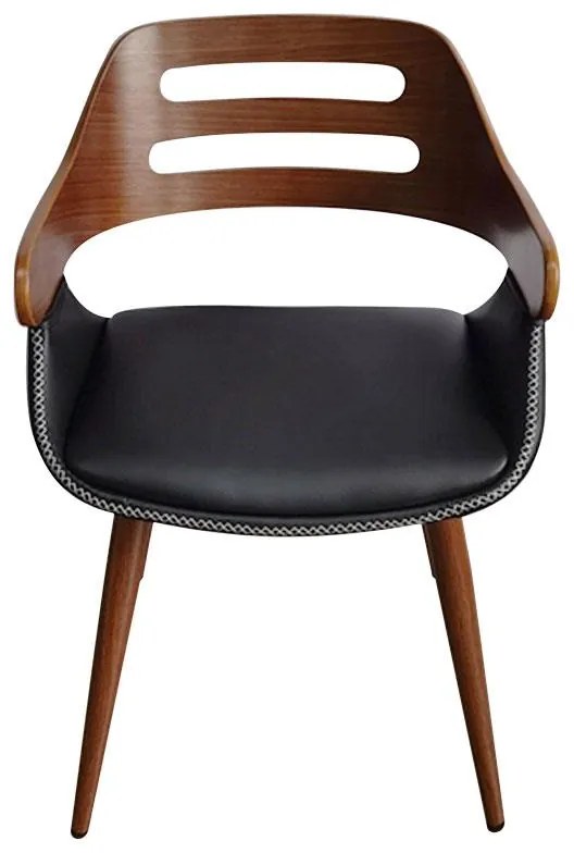 Καρέκλα - Πολυθρόνα Valeria PU μαύρο-πόδι καρυδί 50x53x76 εκ.