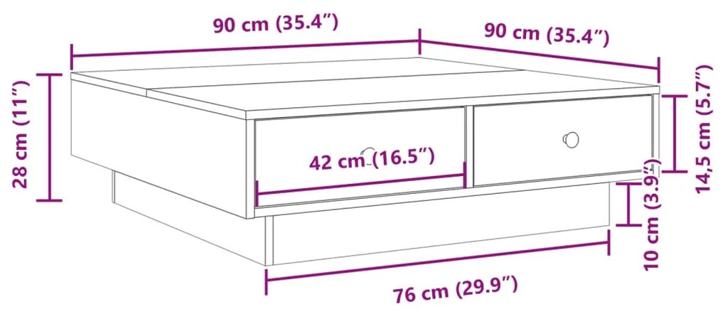 Τραπεζάκι Σαλονιού Γκρι Sonoma 90x90x28 εκ. Επεξεργασμένο Ξύλο - Γκρι