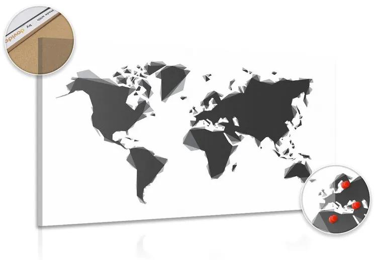 Εικόνα στο φελλό ενός αφηρημένου παγκόσμιου χάρτη σε ασπρόμαυρο - 120x80  arrow