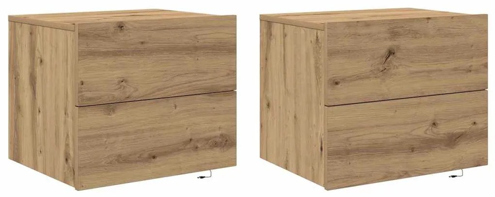 vidaXL Τοίχου κομοδίνο με συρτάρι 2 pcs artisan δρυς 50 x 39 x 41 εκ.