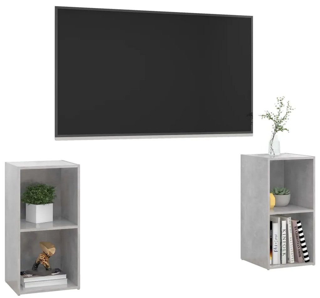vidaXL Έπιπλα Τηλεόρασης 2 τεμ. Γκρι Σκυρ. 72x35x36,5 εκ. Επεξ. Ξύλο